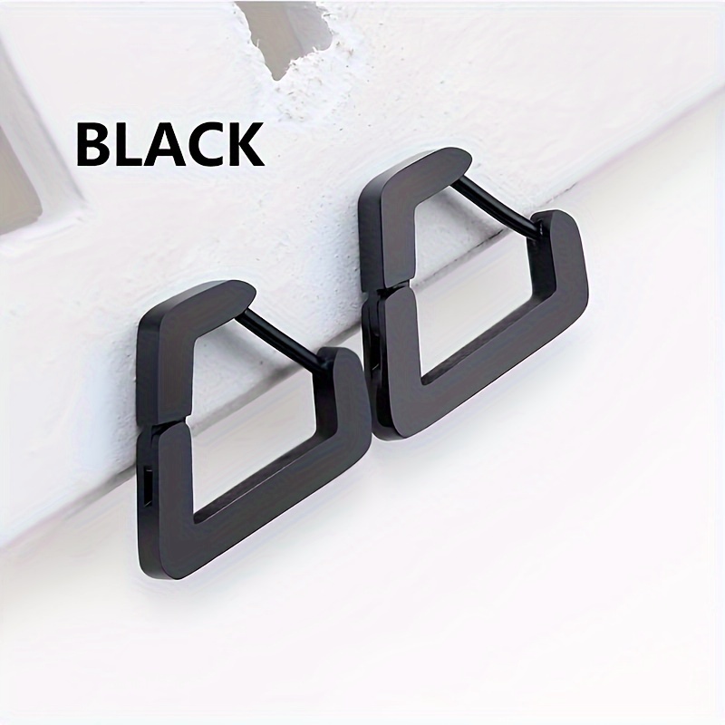 1 Pair Men's Stainless Steel Hoop Earrings, Viking Runes Black Earrings For Men/Women