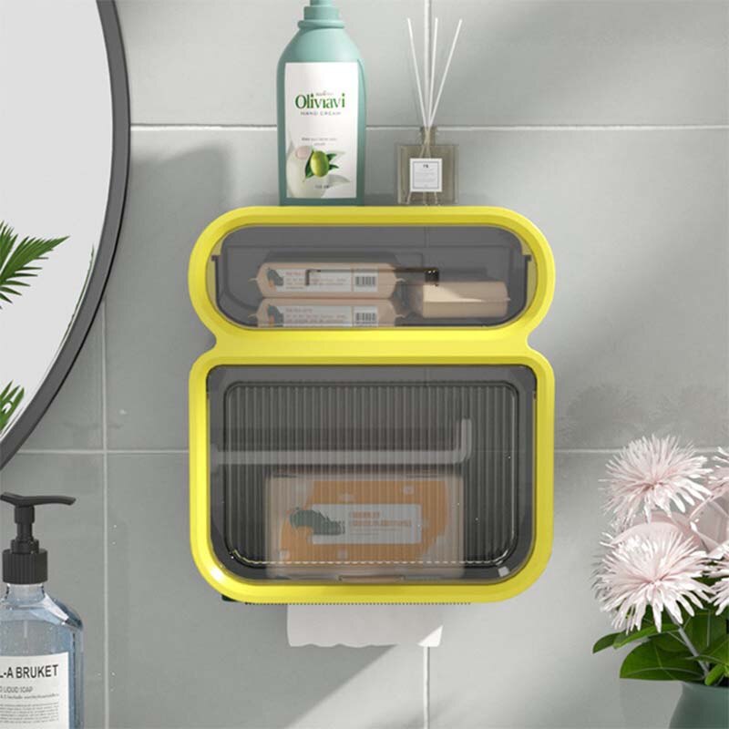 Wc Papier Rollen Halfter Papier Wasserdichte Zauberstab Montiert Lagerung Kasten Fach Gewebe Kasten Papier Handtuch Spender Halfter Schlecht: Gelb