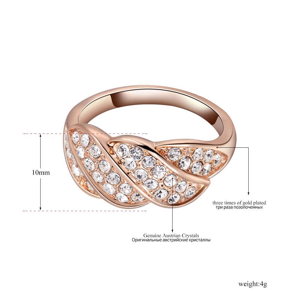 Lokaer moderno forma ondulada Cubic Zirconia anillos de aniversario joyería para mujeres niñas oro rosa de Navidad de cumpleaños A2010238320