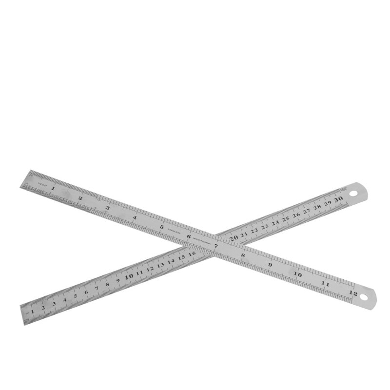 30CM 12\"Steel Stainless Pocket Pouch Metric Metal Ruler Measurement Double Sided R9JA
