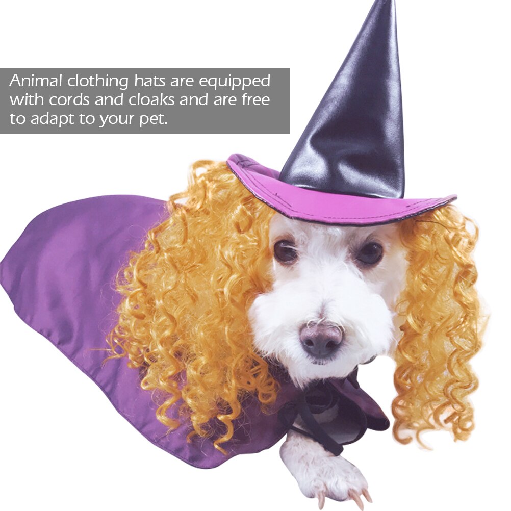 Ropa de gatito gracioso y mono, disfraz de bruja para Halloween, juego de disfraz de Juguete para perro, incluye gorro, capa, ropa de Halloween, vestido para de gatos