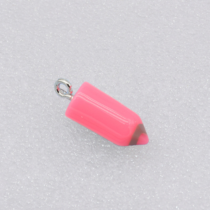 10 Uds. De dijes de cabeza de lápiz de simulación, colgantes rojos y amarillos para hacer joyería DIY, accesorios hechos a mano, pendientes, collar, pulsera: Bañado en rodio de imitación
