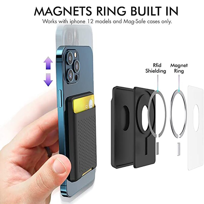 Magnetic case for iphone 12 pro max, strong magnetic card slot pocket, magnetic wallet stand, card holder for iphone r 12 mini and 12 max magsafe.