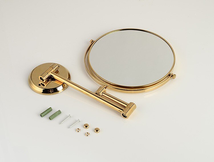 Senducs Gold Bathroom Mirror 8 Inch Brass Bath Mirror Of 3x Magnifying Mirror For Folding Bathrrom Mirrors