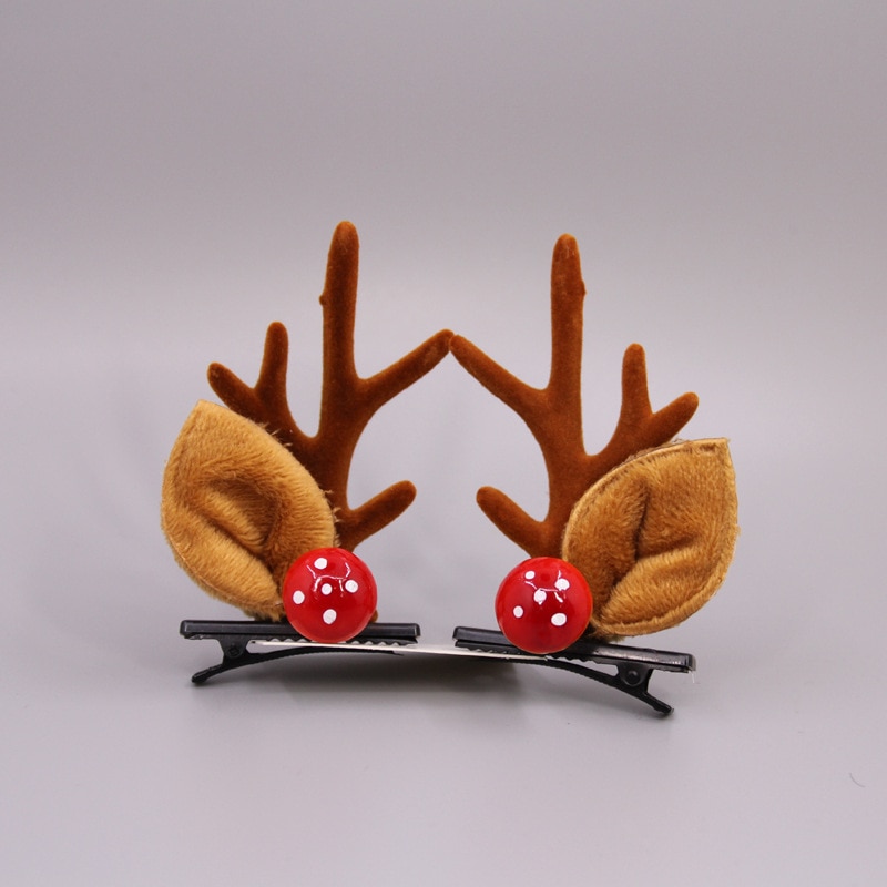 Christmas Cute Antler Hair Clips Festival Style Red Antler Headband Moose Mushroom Forest Nut Hair Accessories Hairpins