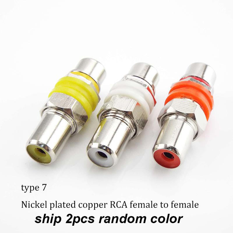 2 pcs rca male female  to 2 rca 3 rca male female rca connector splitter adapter av video audio t plug rca 2 3 way right angel  m20: Gold