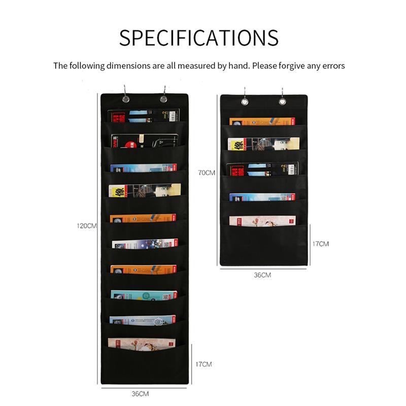 Oxford Cloth Storage Pocket Chart Hanging File Folding Holder Cascading Fabric Organizer For Office And School Room Black