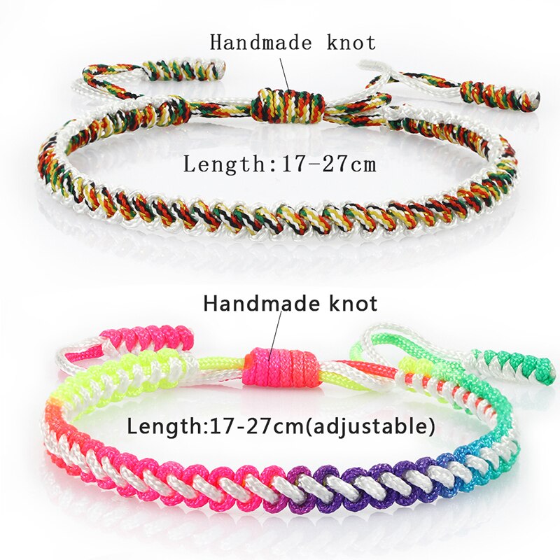 2 Stks/set Regenboog Armbanden Set Hand Weave Gevlochten Vriendschap Koppels Armband Set Touw Ketting Voor Mannen Vrouwen Wish Sieraden