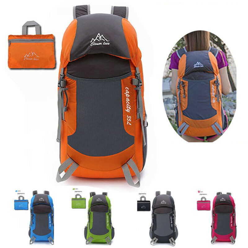 Waterproof Portable Rucksack 35L Lightweight Foldable Backpack Outdoor Large Nylon Pack for Camping Traveling Hiking