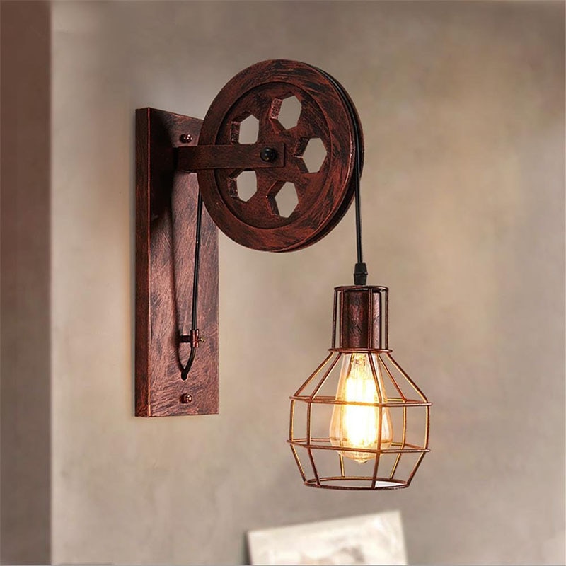 Moderne loft retro lantaarns armaturen katrol wandlamp ophangfitting keuken slaapkamer woonkamer wandlampen bh wandlamp  e27