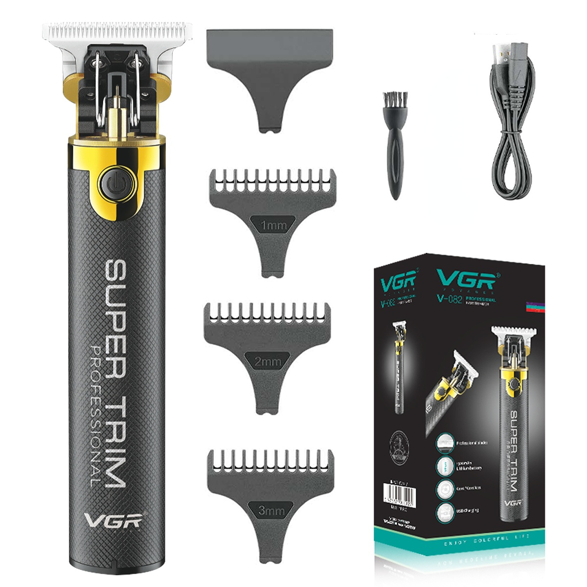 VGR Haartrimmer Haarschneidemaschine Barbier Schnurlos Haarschneidegerät Haarspange Metall Haarschneider für Männer V-082: Gold