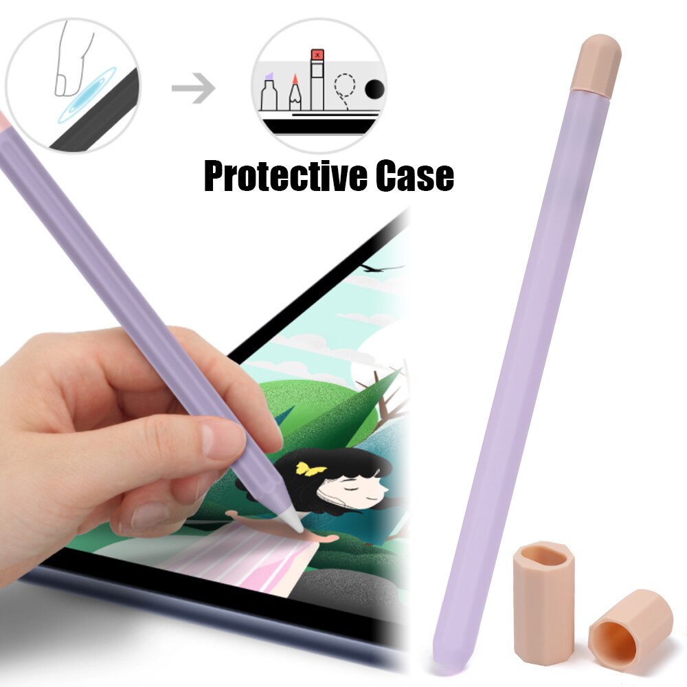 1PC animales de dibujos animados Anti-desplazamiento suave funda protectora de silicona caso Kawaii lápiz titular de tapa de pluma para lápiz Apple 1