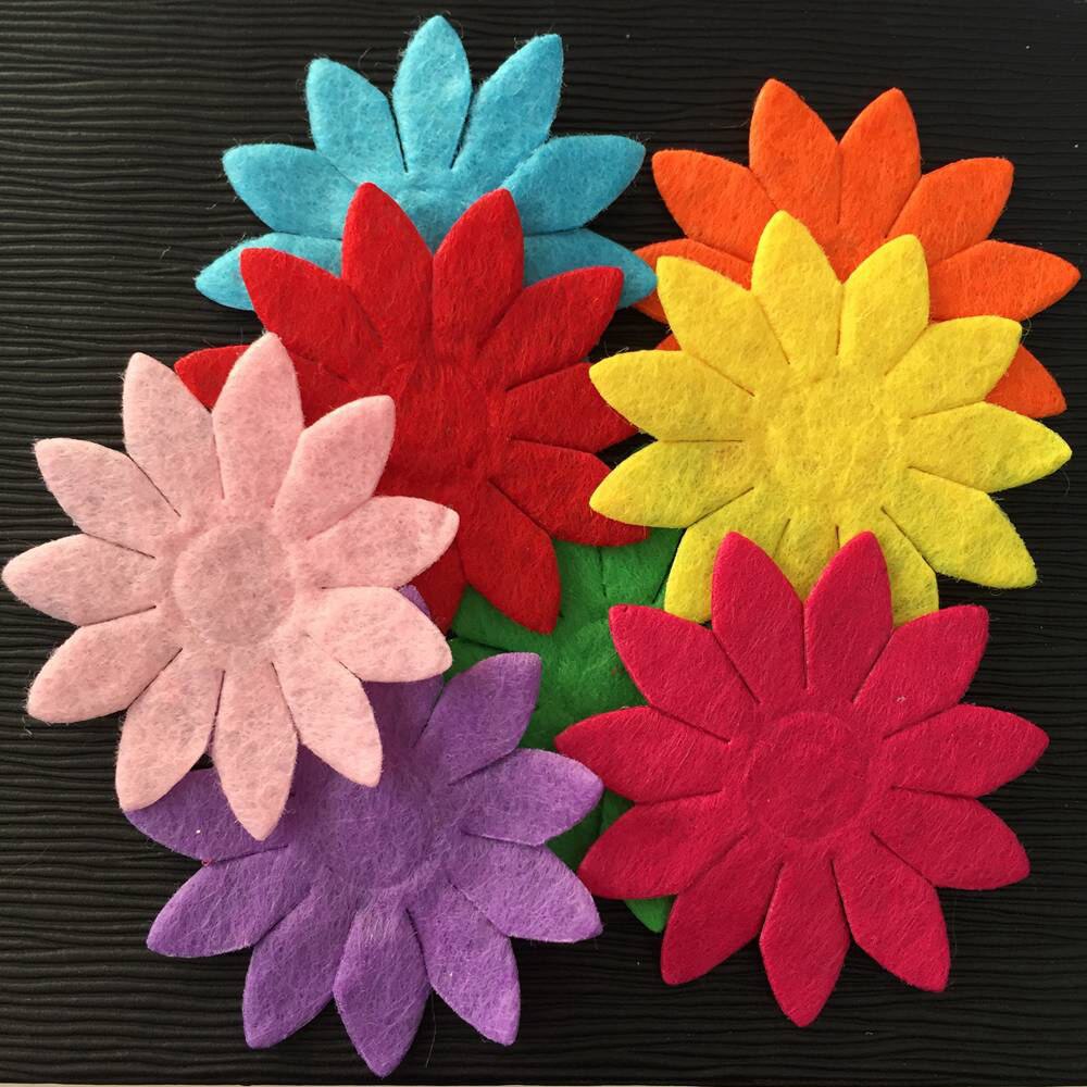 50 stk mix 40mm polstret filt forårsblomst applikationer håndværk bryllup gør diy håndværk forsyninger  a73a