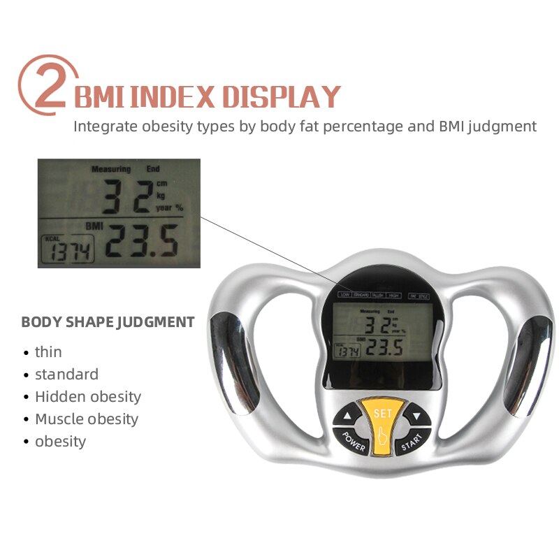 Håndholdt 6 sekunder bmi-måler sundhed fedtanalysator monitor fedtmål kropsfedt instrument måleinstrument fedtanalysator