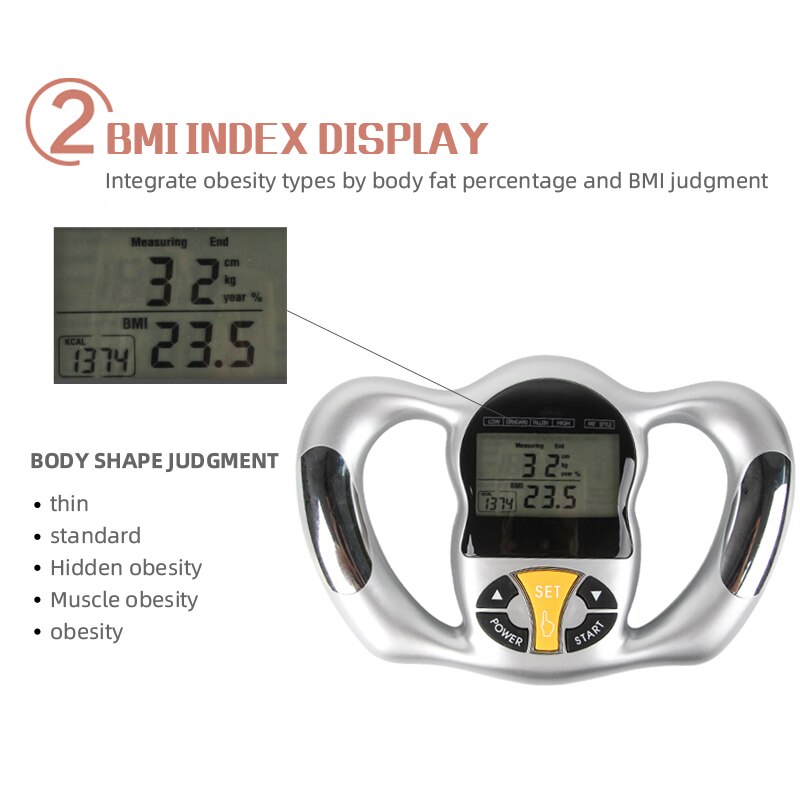 Hand-Held 6Seconds BMI Meter Health Fat Analyzer Monitor Fat Measure Body Fat Instrument Measuring Instrument Fat Analyzer