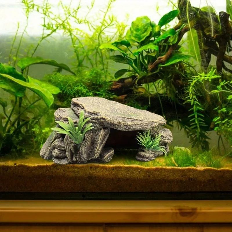 1pc akvarium skilpadde akvarium dekorasjon terrasse kunstig ly dekor ornament reptil hvile til fisk terrapiner frosker skilpadder