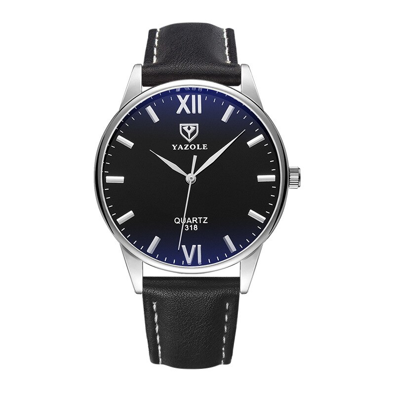 YAZOLE-montre à Quartz pour homme d'affaires, classique chronographe, bracelet en cuir pour homme: blue black