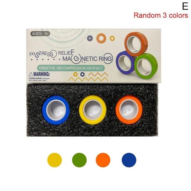Anti-stress magnetiske ringe magisk magnetisk armbånd ring unzip legetøj angst lindring fokus børn dekompression fidget legetøj: En blandet farve