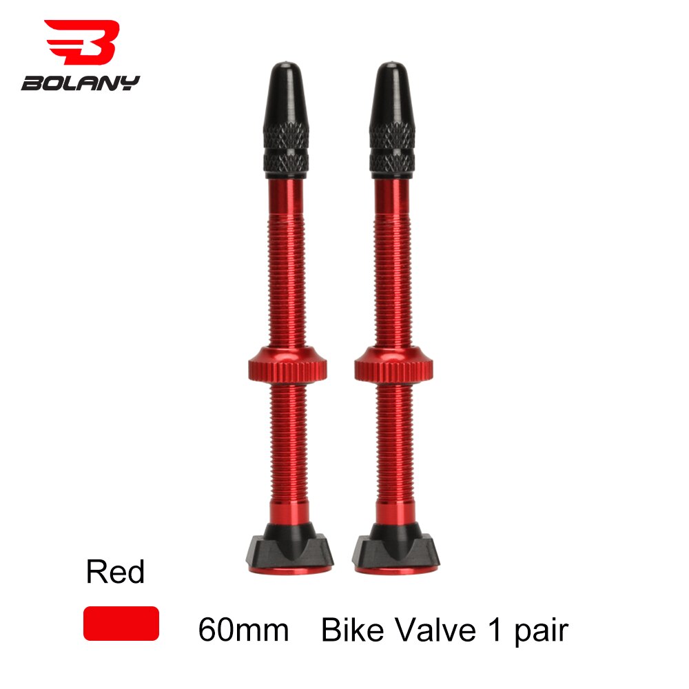 BOLANY 1 Pair Bicycle Valve 40mm /60mm MTB Road Bike Extender Valves Tubeless Vacuum Nozzle Aluminum Alloy Sealant Accessories: 60MM Red    1 Pair