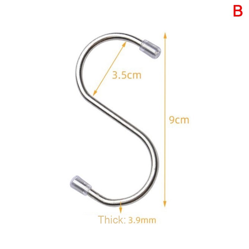 1pc Stainless Steel S Shaped Hanger Hook Kitchen Bathroom Clothing Hanger Hooks Railing Clasp Holder Hooks: 2