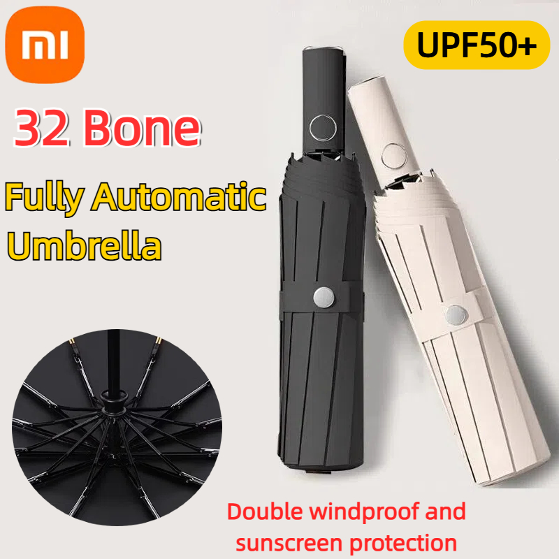 Paraguas totalmente automático Xiaomi 32 Bone con doble protección solar a prueba de viento paraguas plegable adecuado para hombres y mujeres adultos