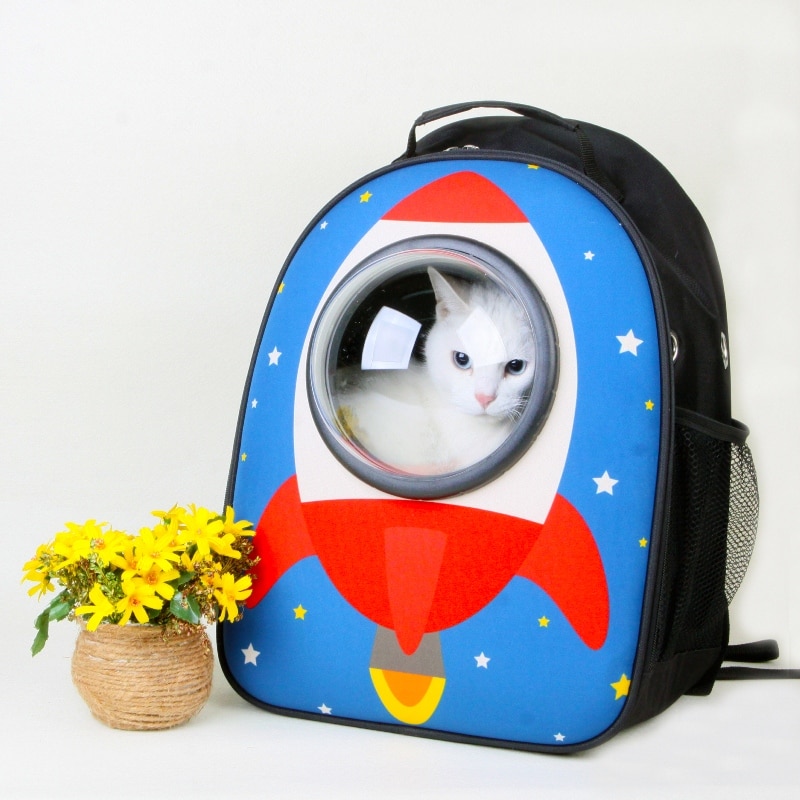 Sac à dos bleu fusée chats transport | Jouet chiots chiens animaux, luxe espace décontracté animaux, petits voyages en plein air pour Chihuahua caniche