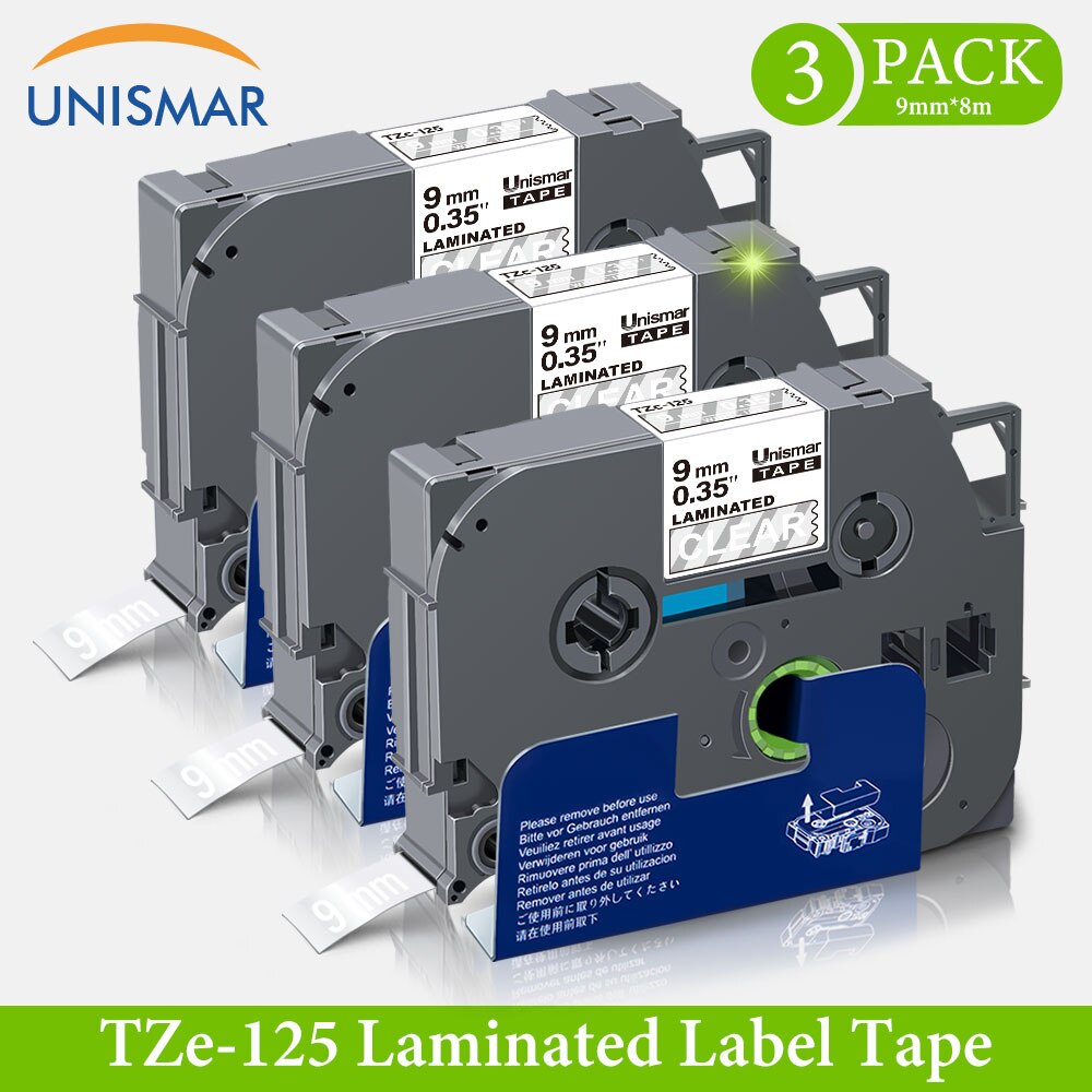 3PK 9mm tze Tape Blue on White tze-223 tz223 Compatible Brother Labller 8m Long Laminated Printer Ribbon for P Touch H105 3600: White on Clear