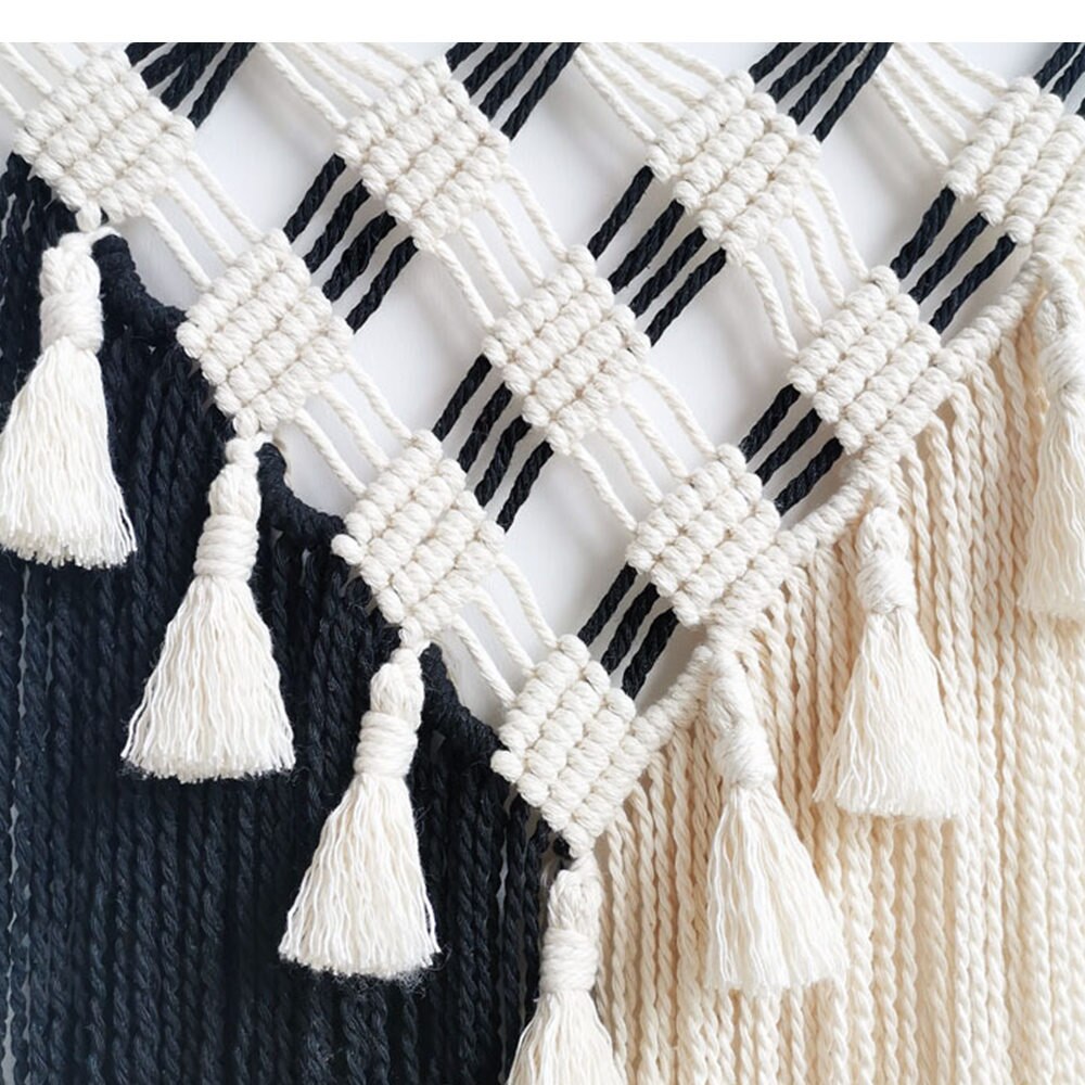 Boho Room Macrame Wall Decor Handmade Woven Wall Tapestry For Bedroom Living Room Decoration Bohemian Geometric Art Decor