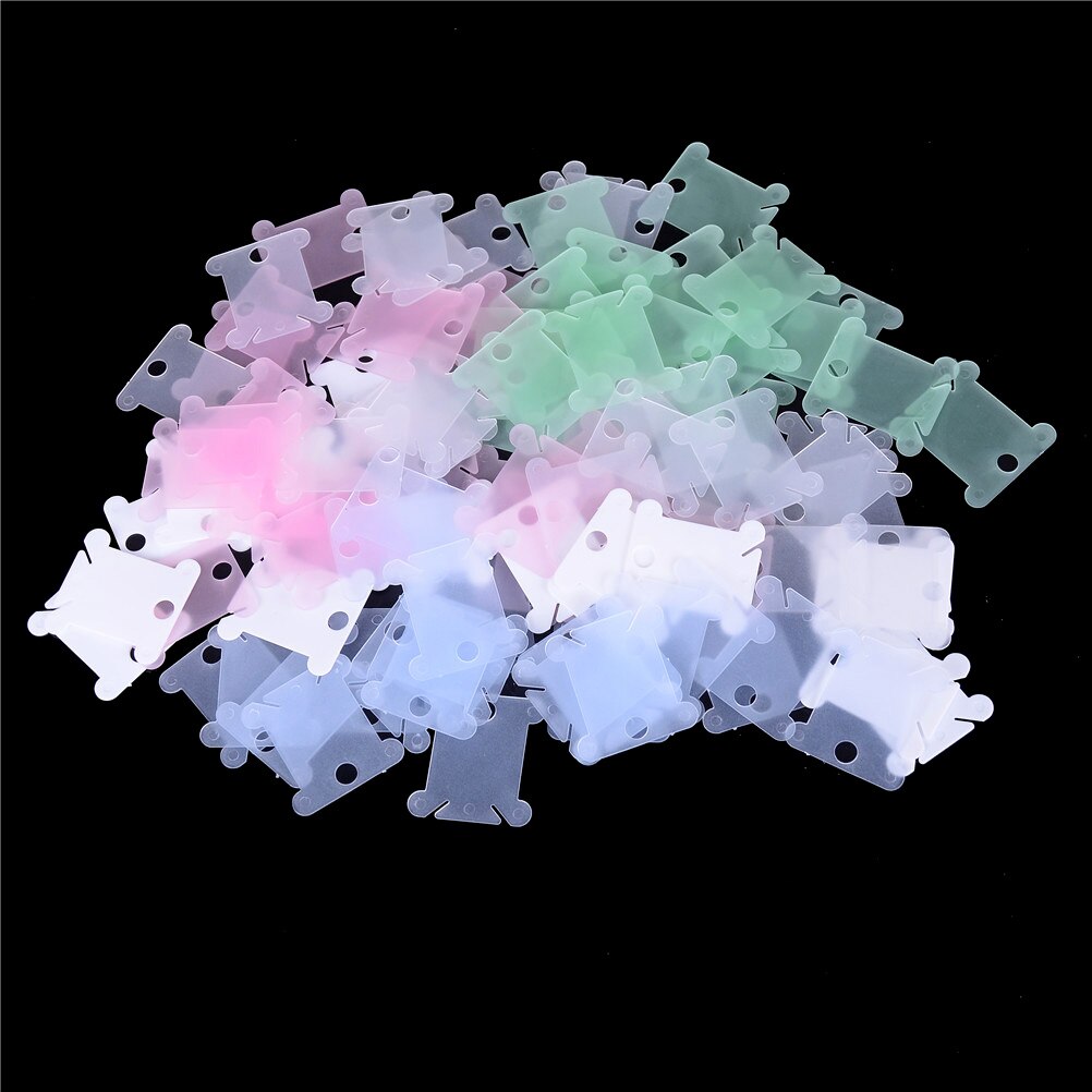 100Pcs/Pack Plastic Thread Bobbins Plastic Storage Holder Embroidery Floss Craft Thread Bobbin Cross Stitch