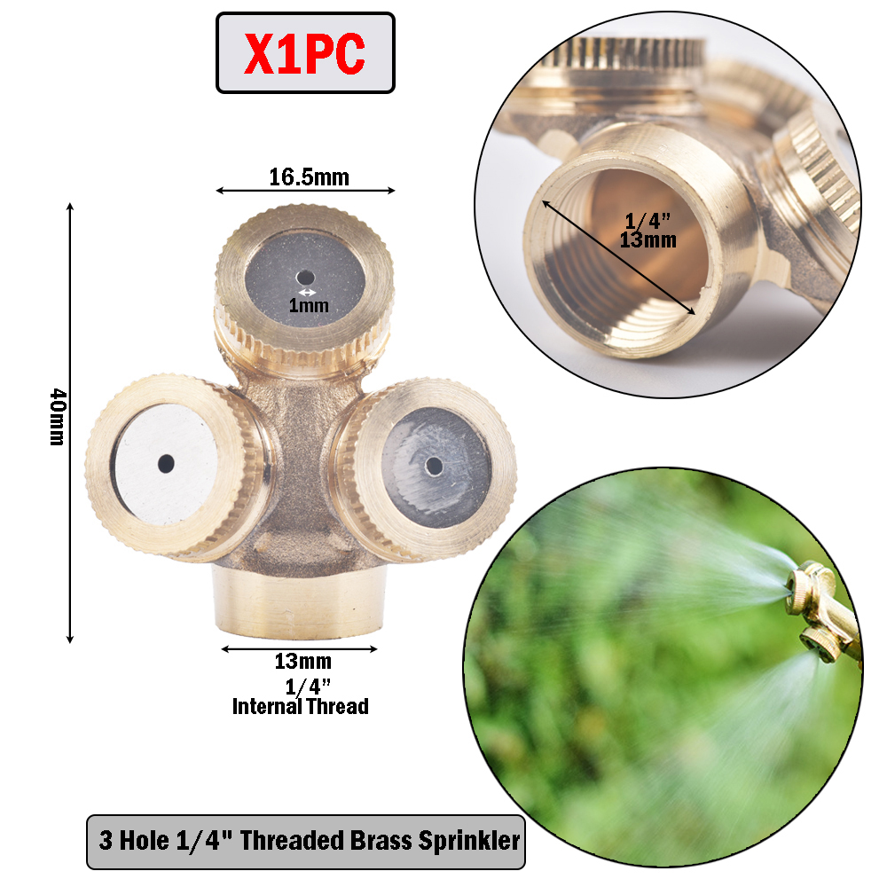 1-8 Hole 1/4" 1/2" 3/4" Brass Sprayer Nozzle Garden Irrigation For Farm Drip Irrigation Pesticide Atomizing Spray Fitting: E