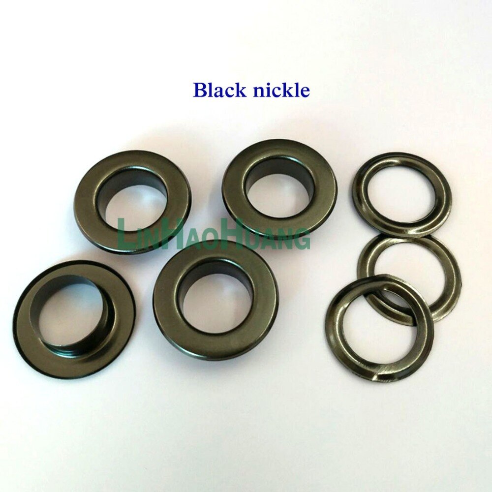 100sets/lot 10mm metal iron eyelets with washer round metal grommets nickle /black nickle plating color+ tools