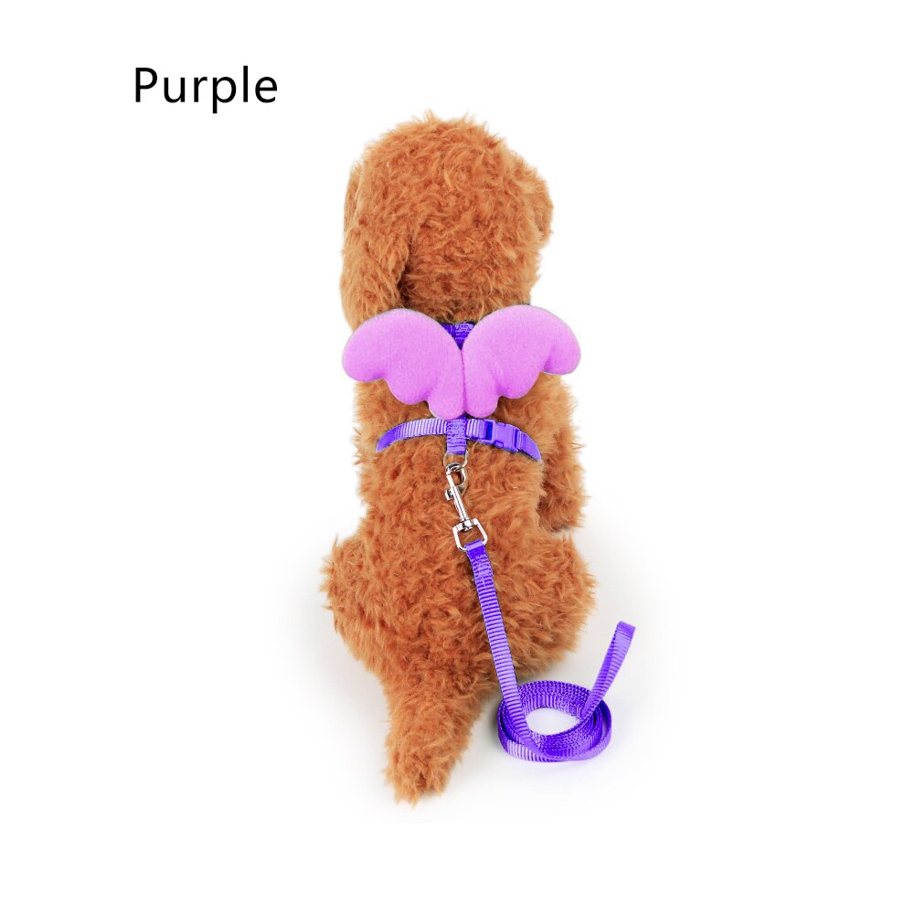 Schattige hond puppy engelenvleugel wandelriem harnas riem riem halsband verstelbaar: Paars / Xs