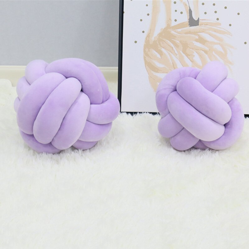 1 kpl aag solmu pallo tyyny pehmo puuvilla heitto tyyny käsintehty sisustus lastenhuone auto lepo toimisto takapenkin tyyny ristiselän täytetty: Violetti / S  22cm