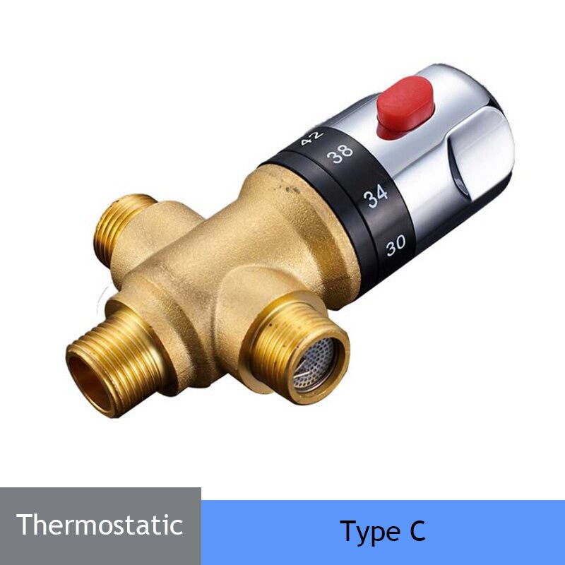 Chrome Thermostatic Brass Mixer Valve Brass Cartridge Mixer Valve Cold Water Temperature Control Mixer Bathroom Accessories: Type C
