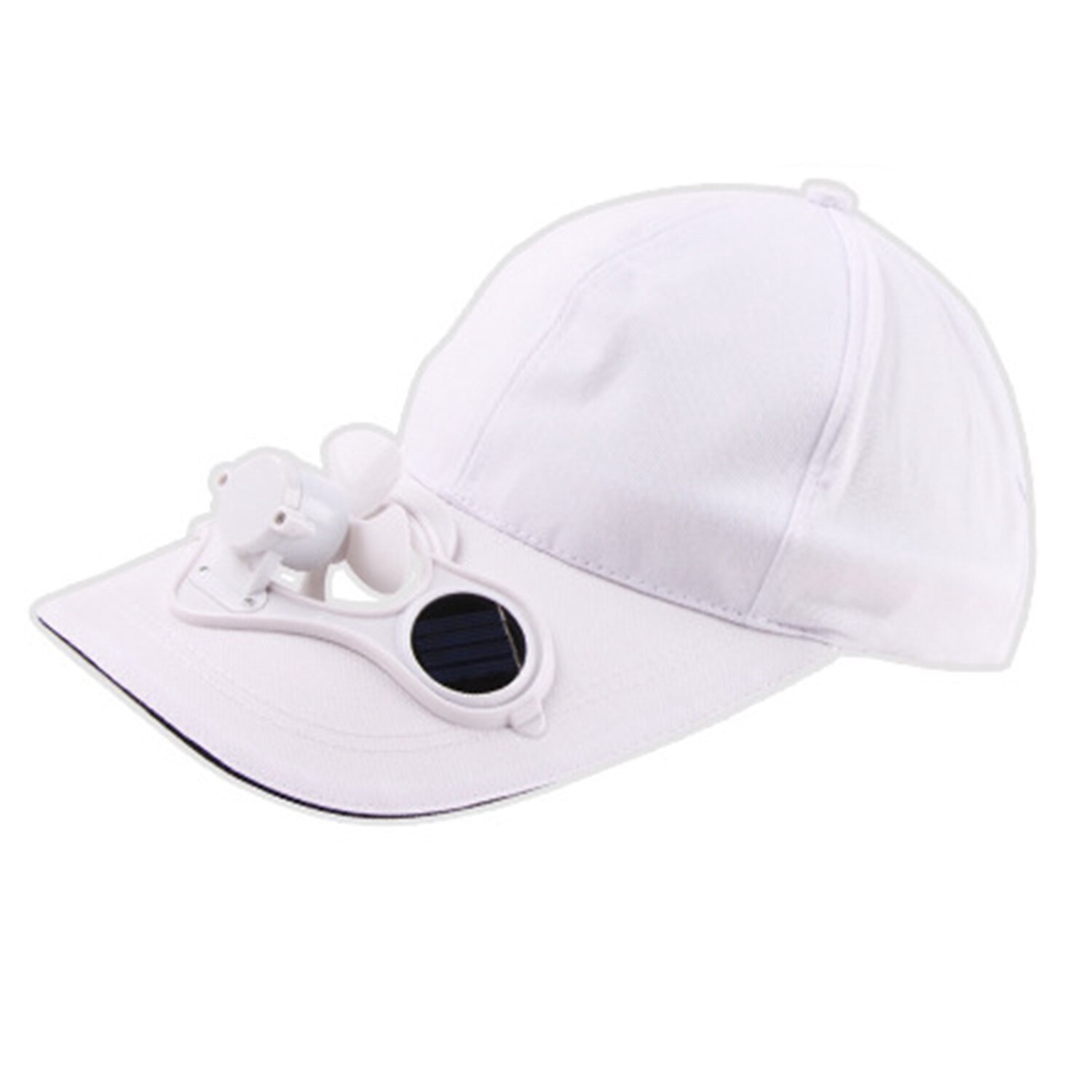 Ventilador de energía Solar gorra de verano para deportes al aire libre con ventilador de refrigeración Solar de energía Solar escalada en bicicleta pequeña Appl aire acondicionado: White