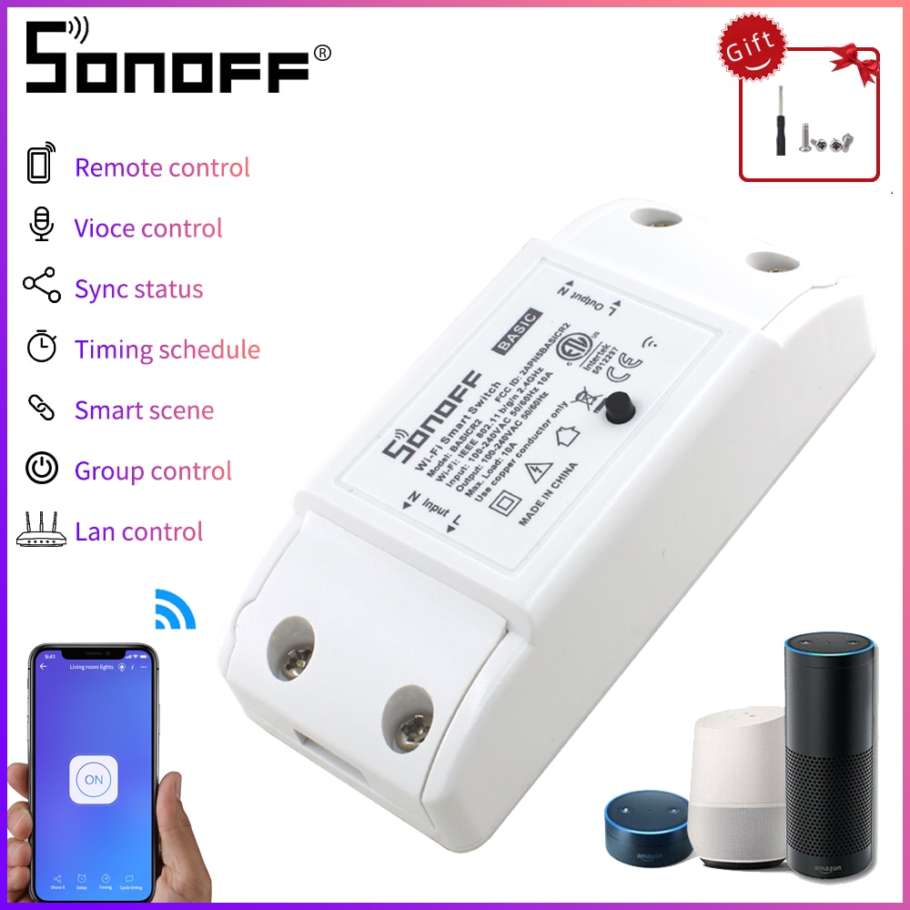 Sonoff Basic R2 Smart Switch Wifi Diy Timer Smart Home Afstandsbediening Schakelaar Licht Sonoff Switch Werken Met Alexa Ewelink Google thuis