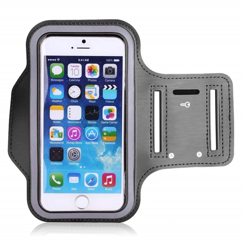 Cell Phone Armband for iPhone 8, 7, 7S, 6, 6S,and Samsung Galaxy S9, S8 Water Resistant Phones bag with key holder for Running: Gray 5Inch