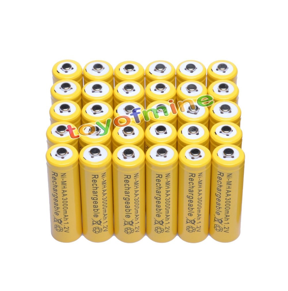 4/8/16/24/30/50/100 pièces AA NI-MH 3000 mAh 1.2 V batteries Rechargeables En Vrac Au Nickel-Hydrure cellules Jaunes pour jouets
