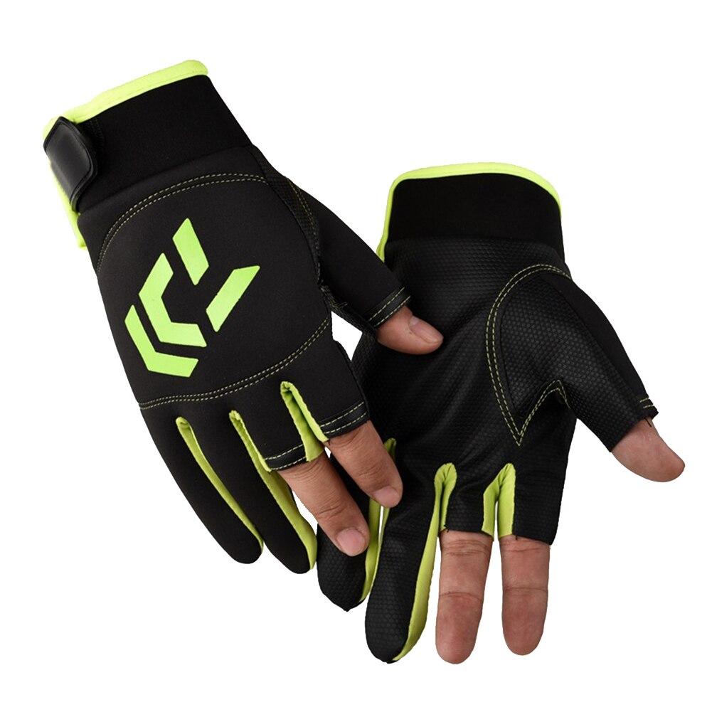 Gants de pêche universels à motif de flèche coupée à 3 doigts, protection solaire respirante pour l&#39;extérieur, gants antidérapants, équipement de pêche: green