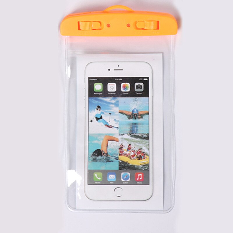 Waterproof Mobile Phone Case For iPhone X Xs Max Xr 8 7 Samsung S9 Clear PVC Sealed Underwater Cell Smart Phone Dry Pouch Cover: Orange