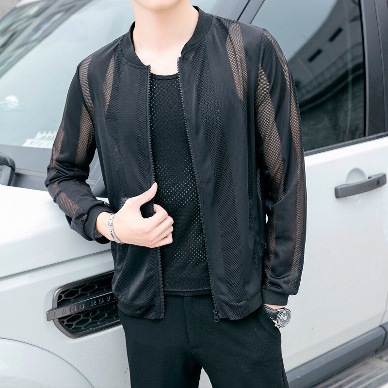 Casual Thin Zippers No Jacket Men Stone Land Net Yarn Is Prevented In Clothes Baseball Coat Of Cultivate Morality