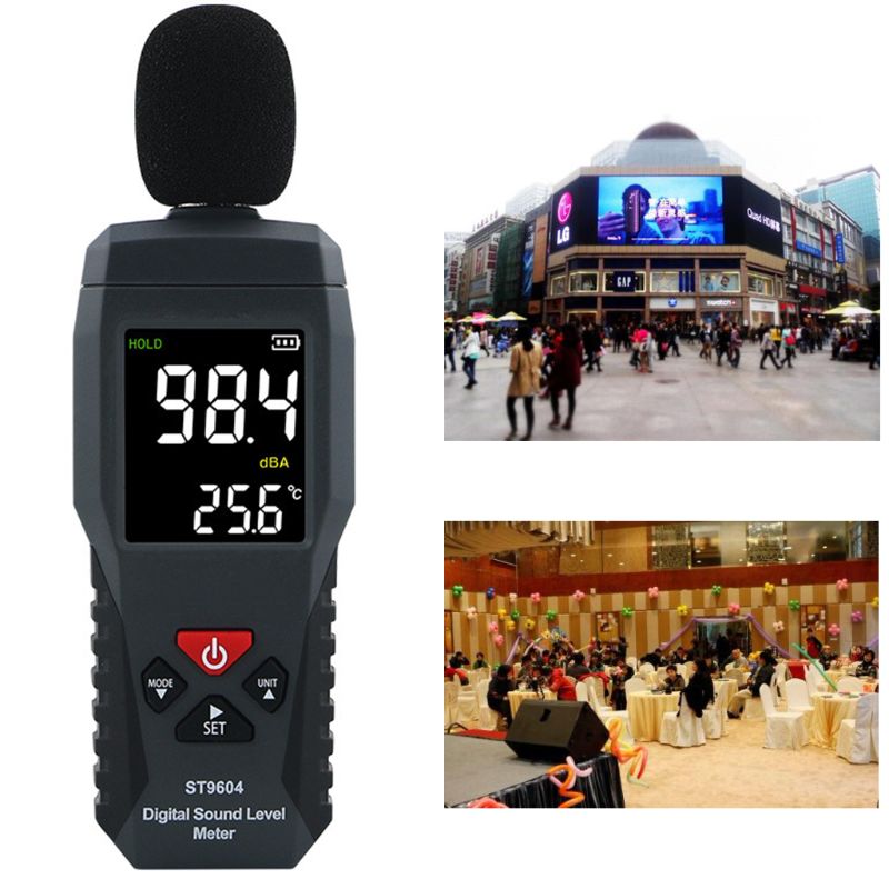 Mini digital lyd støjmåler lcd display måling 30-130db støj måleinstrument decibel tester  st9604