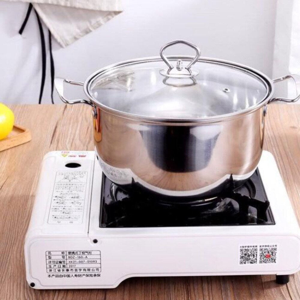 1Pc Induction Cooker Gas Cooker Universal Pot Soup Pot Bottom Stainless Steel Anti - Overflow Anti - Stick Pot(Silver)