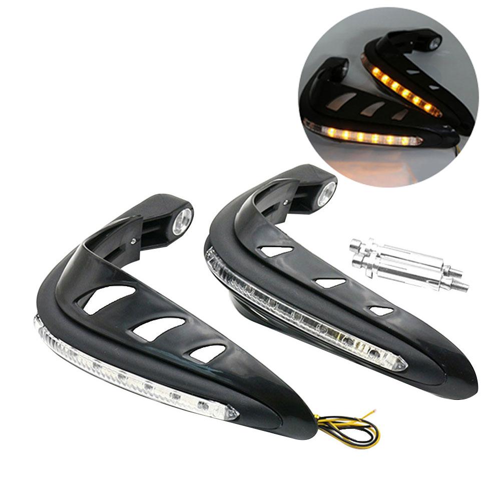 1 Pair Motorcycle Hand Guards Handlebar Hand Protector with LED Lights Motor Handguards Motocross Hand Guards Accessories: Black Yellow Light