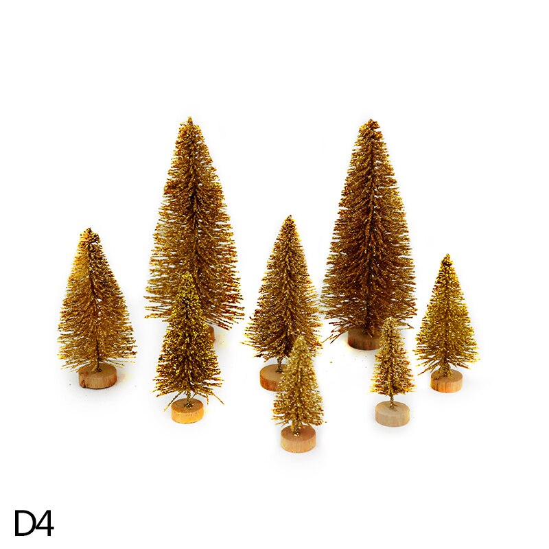 8 stk / sæt juletræspynt 5cm/6.5cm/8.5cm/12.5cm guld sølvgrøn lille træ hjem juledekoration diy håndværk: D4