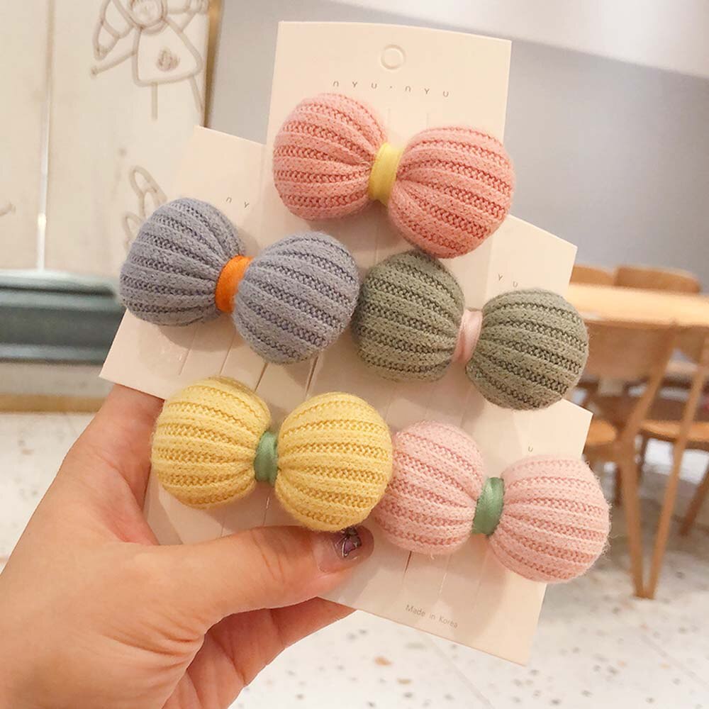 Horquilla de lana con lazo para niña, horquilla de tela coreana para bebé, pinza de pelo de punto, accesorios para el cabello para niño