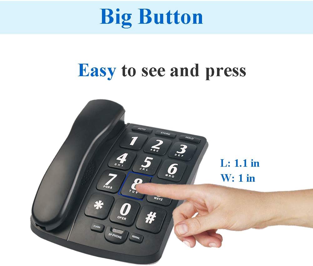 Amplified Grote Knop Vaste Telefoon Senioren Perfect Voor Low Vision En Slechthorenden Aids Met Luid Handsfree Speakerphone