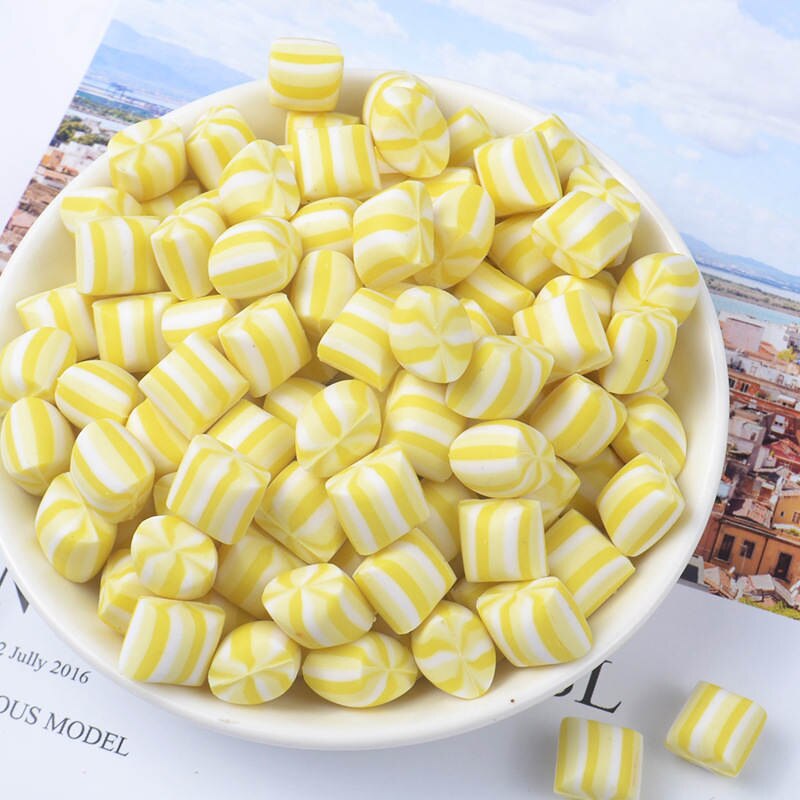 8 stuks kawaii platte achterkant polymeer klei snoep suiker snoep diy hars cabochons knutselen telefoon decoratie scrapbooking diy accessoires: Geel 8 stuks