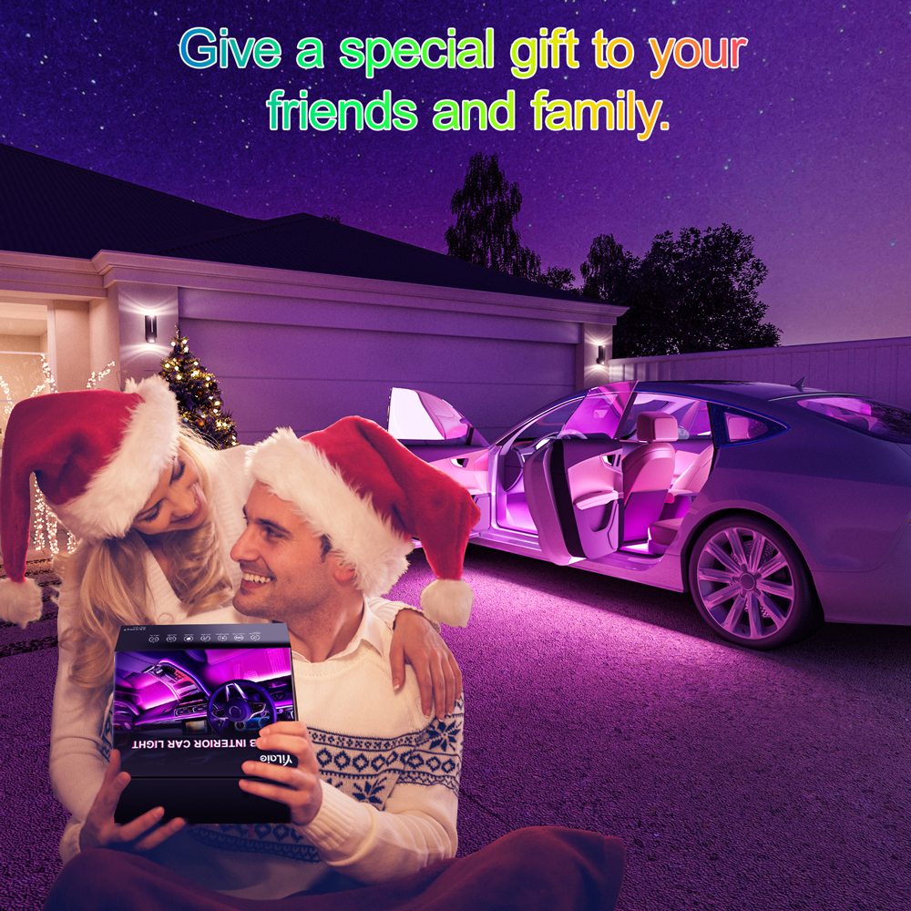 Ambient Foot Light Strip Car Neon Interior LED RGB Light Strips With Control Auto Decorative Lamps Chassis Light Strips