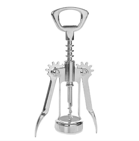 Stainless Steel Bottle Opener Waiter Metal Red Wine Opener Corkscrew Bottle Handle Bottle Pumps Corkscrews Cork Out Tool: Silver